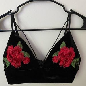 Black Forever 21 Embroidered Bralette